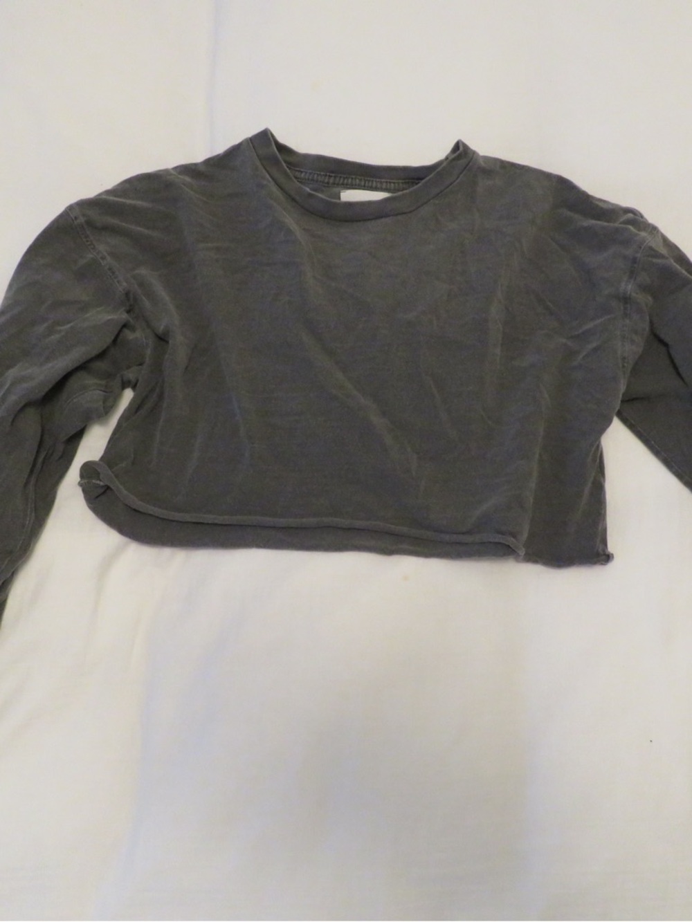 Joah Brown Cropped Long Sleeve Tee - Gray